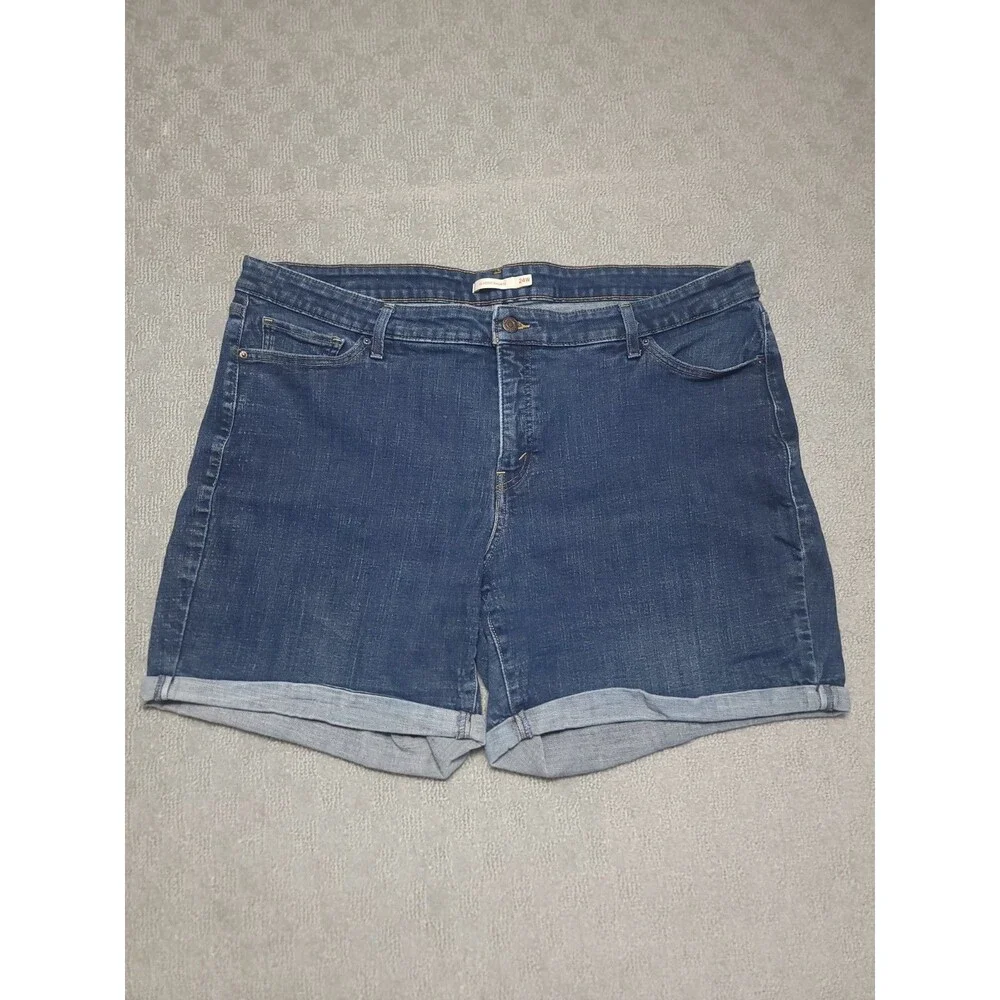 Levis Classic Jean Shorts Womens 24W Stretch Blue Denim Cuffed Hem